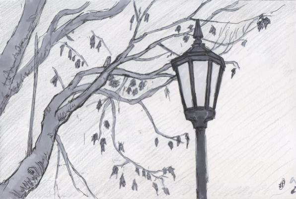 Lampost in a Rainy Winter